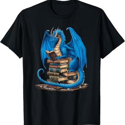 Любитель книг Книжный червь Чтение книг Футболка с драконом