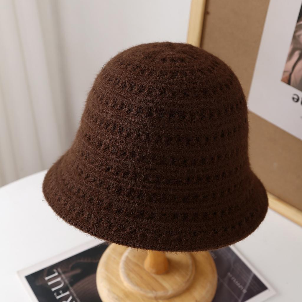 Зимняя вязаная панама для женщин, утолщенная, однотонная, купольная, рыбацкая шапка, морозостойкая шапка, винтажный, теплая, модный зимний аксессуар