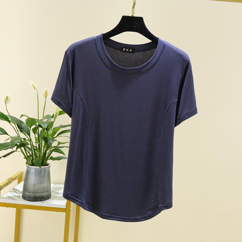 Женская футболка из модала с коротким рукавом - модная, универсальная, стройнящая летняя блузка