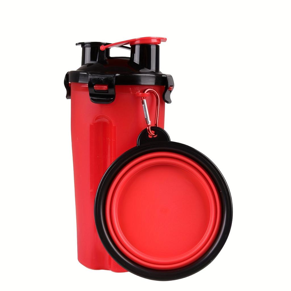 Портативная бутылка для воды для домашних животных 2 в 1 с контейнером для еды, герметичная бутылка для воды для собак с 2 складными мисками для кормления на открытом воздухе