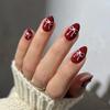 24 Pieces Red Valentine's Day Nail Art New Year's Nail Art Pink Bow Nail Art Simple Fake Nail Film