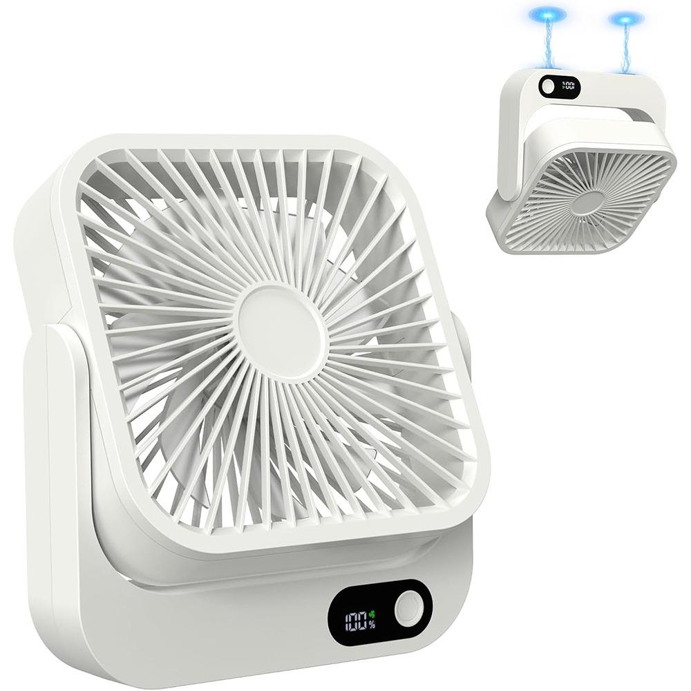 Portable Magnetic Travel Fan 8-24H Runtime Rechargeable and Plug-In Table Fan Small Personal Fan