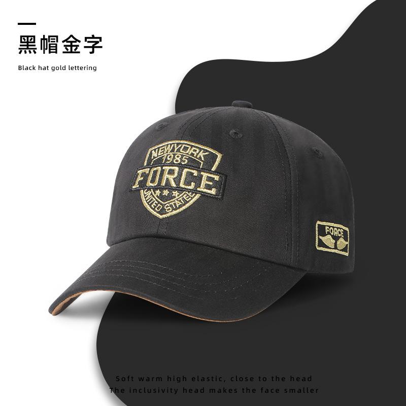 Soft Top Big Head Circumference Baseball Cap Men's Autumn and Winter Letter Embroidered Cap Retro Casual Hat Hat