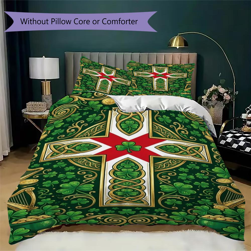 Cross Pattern Bedding uilt Set uilt Cover Pillowcase Home Decoration Birthday Gift (1 * duvet cover + 2 * pillowcase without core)151