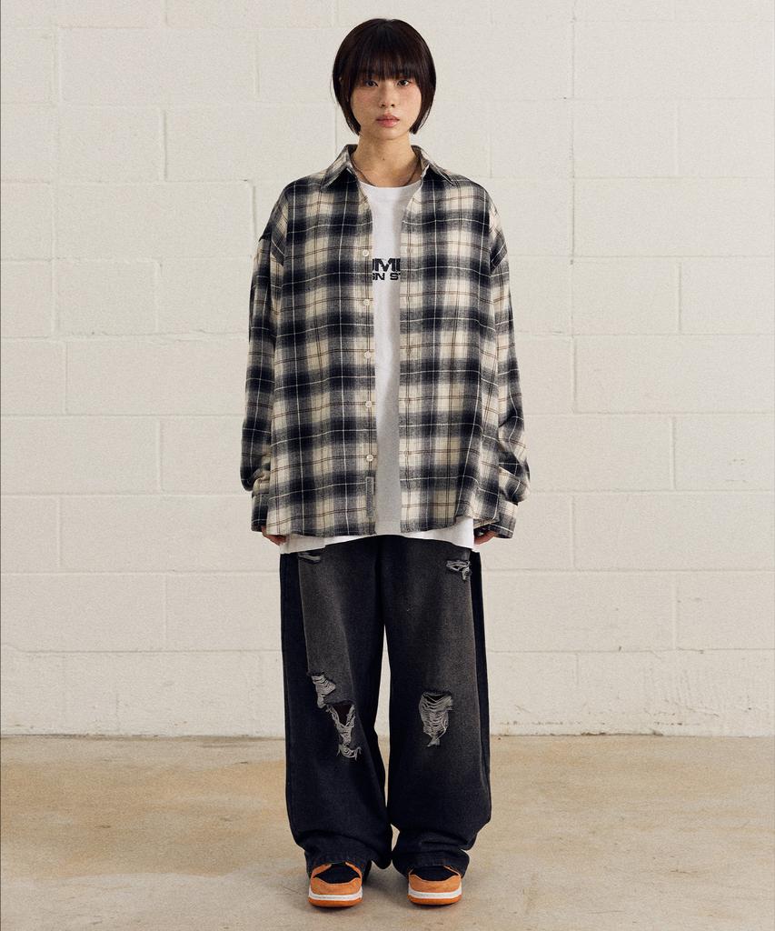 FILLUMINATE Tear Washed Denim Pants - Black