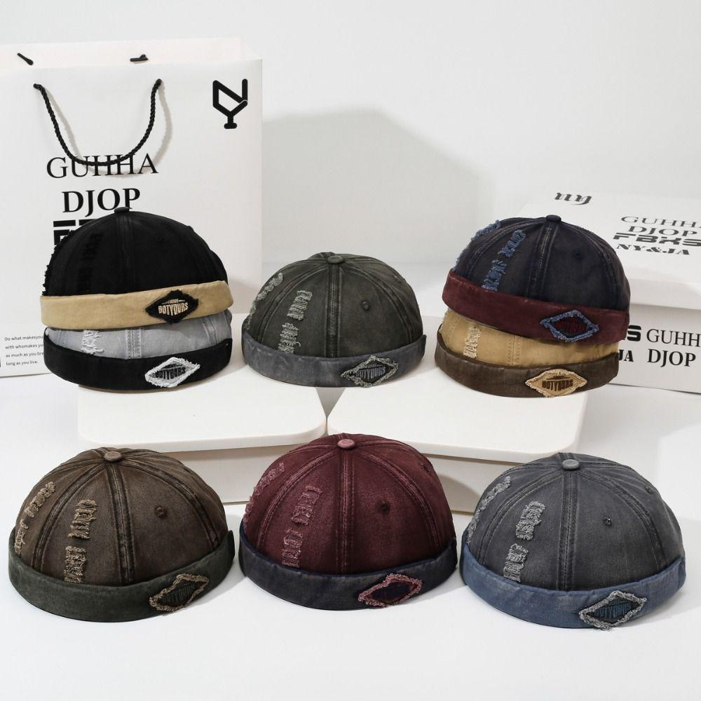 Broken Hole Melon Skin Hat Streetwear Skullcap Casual Hip Hop Cap Outdoor