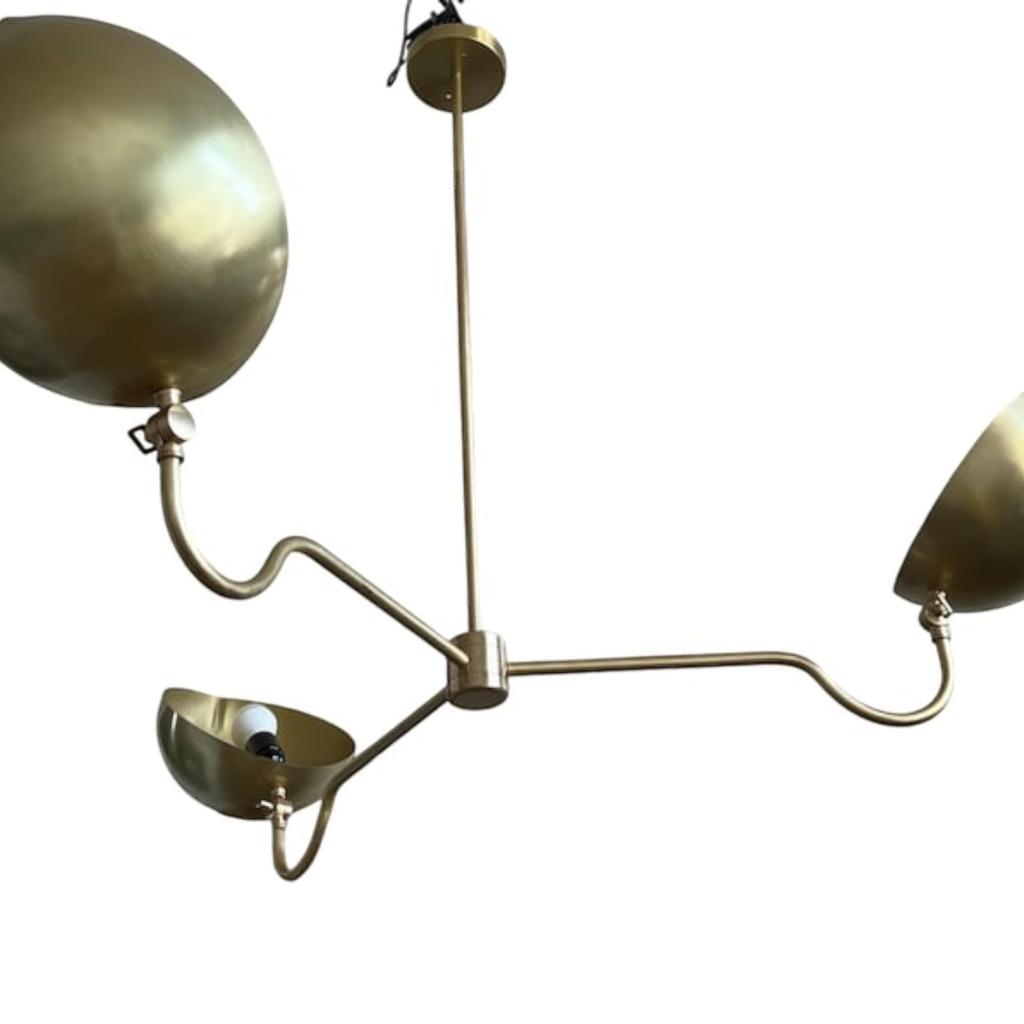 3-Arms Starburst Light Fixture | Mid-Century Modern Brass Orb Sputnik Chandelier | Italian Handmade Ceiling Light Fixture Stylish Home Decor
