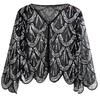 Sequins Flapper Shawls Wrap for 1920s Prom Wedding Party Beauty Scarf Blingbling Sequins for Evening Dress Black Silver
