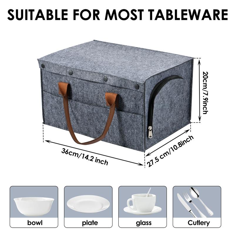 Felt Board Dish Cup Storage Bag Rack Thickened Camping Tableware Container RV Kitchen Cabinet Layered Plate Storage Box Camper