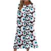Women's Casual Round Neck Halloween Printed Midi Dress Long Sleeve Pocket Dresses