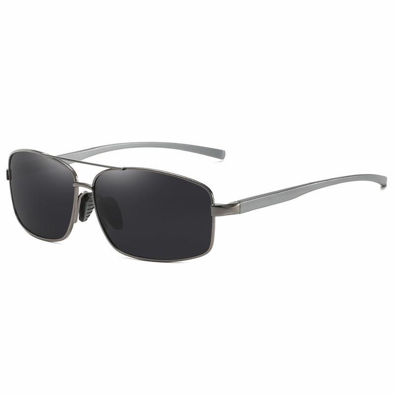 1Pc Men's Rectangle Metal Frame Polarized Sunglasses Color Changing UV400 Designer Brand Male Driving Sun Glasses