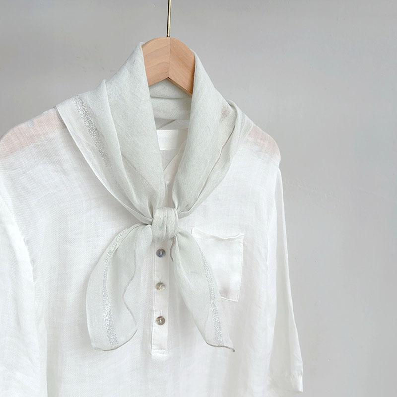 Clearance Welfare Retro Linen Square Scarf Literary And Versatile Women'S Summer Neck Protection Cotton And Linen Small Silk Scarf Scarf Printed Model