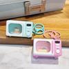 Creative Microwave Oven Keychain With Light Kawaii Oven Backpack Pendant Keyring Charm Handbag Car Pendant Keyfob Jewelry Gifts