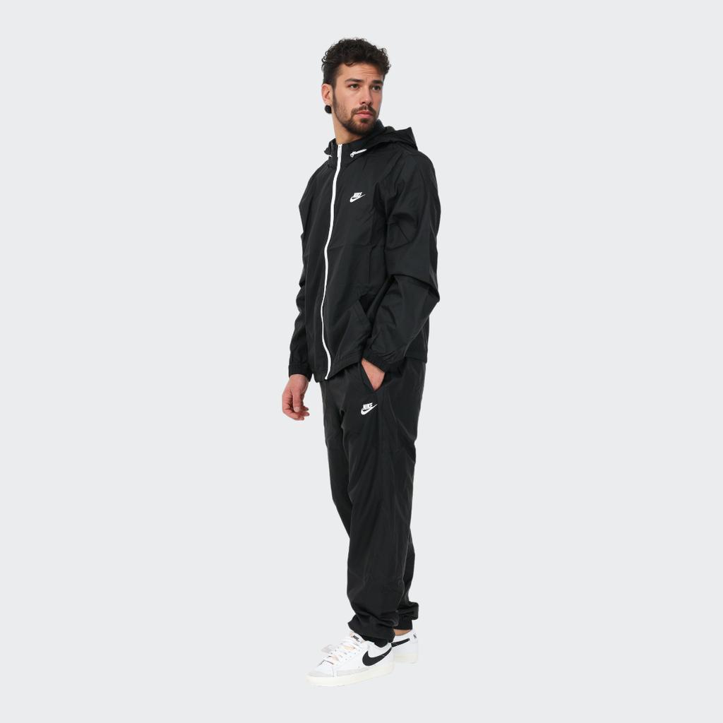 Nike Solid Color Stand Collar Zip Jacket And Elastic Waist Joggers Set Men Sportswear Set Black DR3337-010