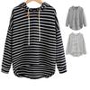 Pullover Shirt Stripe Printed Loose Polyester Stretchy Casual Women Hoodie for Home