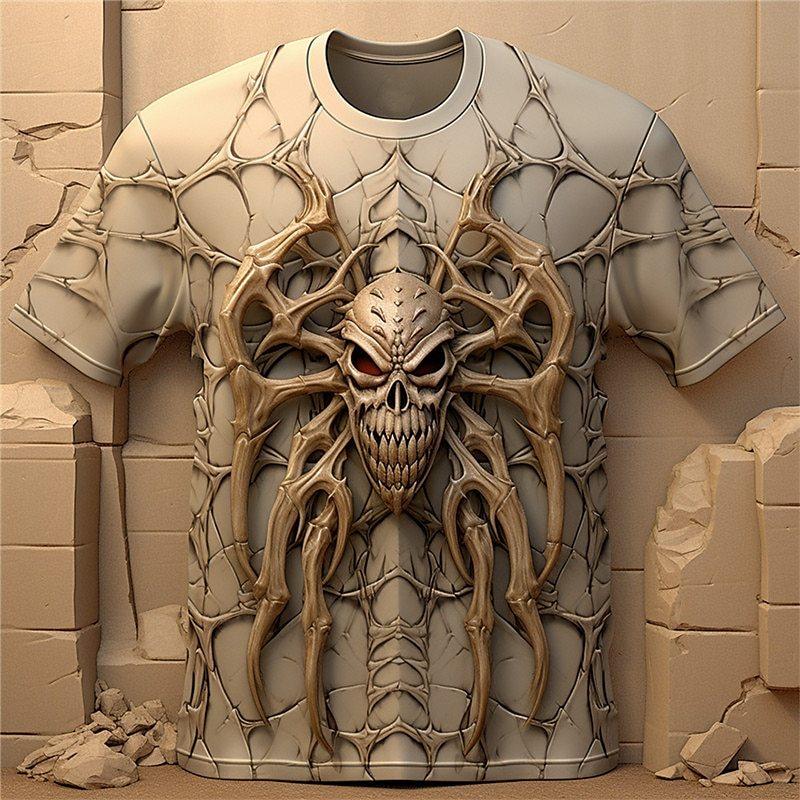 Мужские футболки с черепом и 3d принтом паука. Уличный дизайнер. Мужская одежда. Повседневная повседневная футболка с короткими рукавами. Свободная толстовка большого размера.