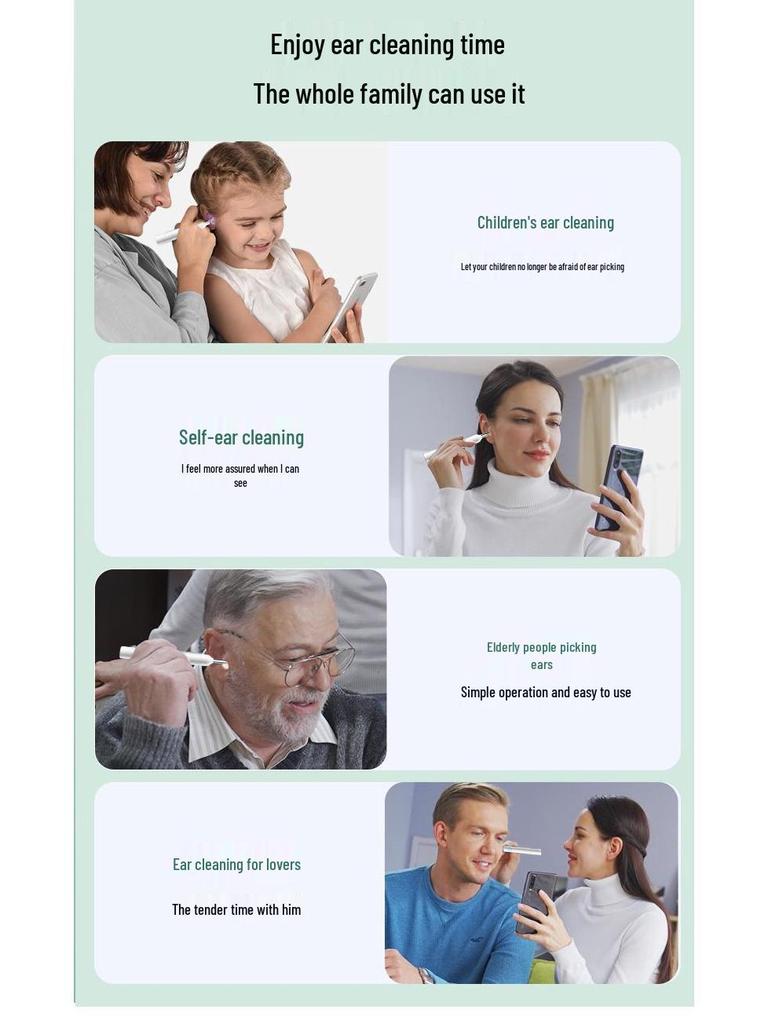 Беспроводной смарт-эндоскоп для чистки ушей Ultra HD - 20000W Светящийся инструмент для чистки