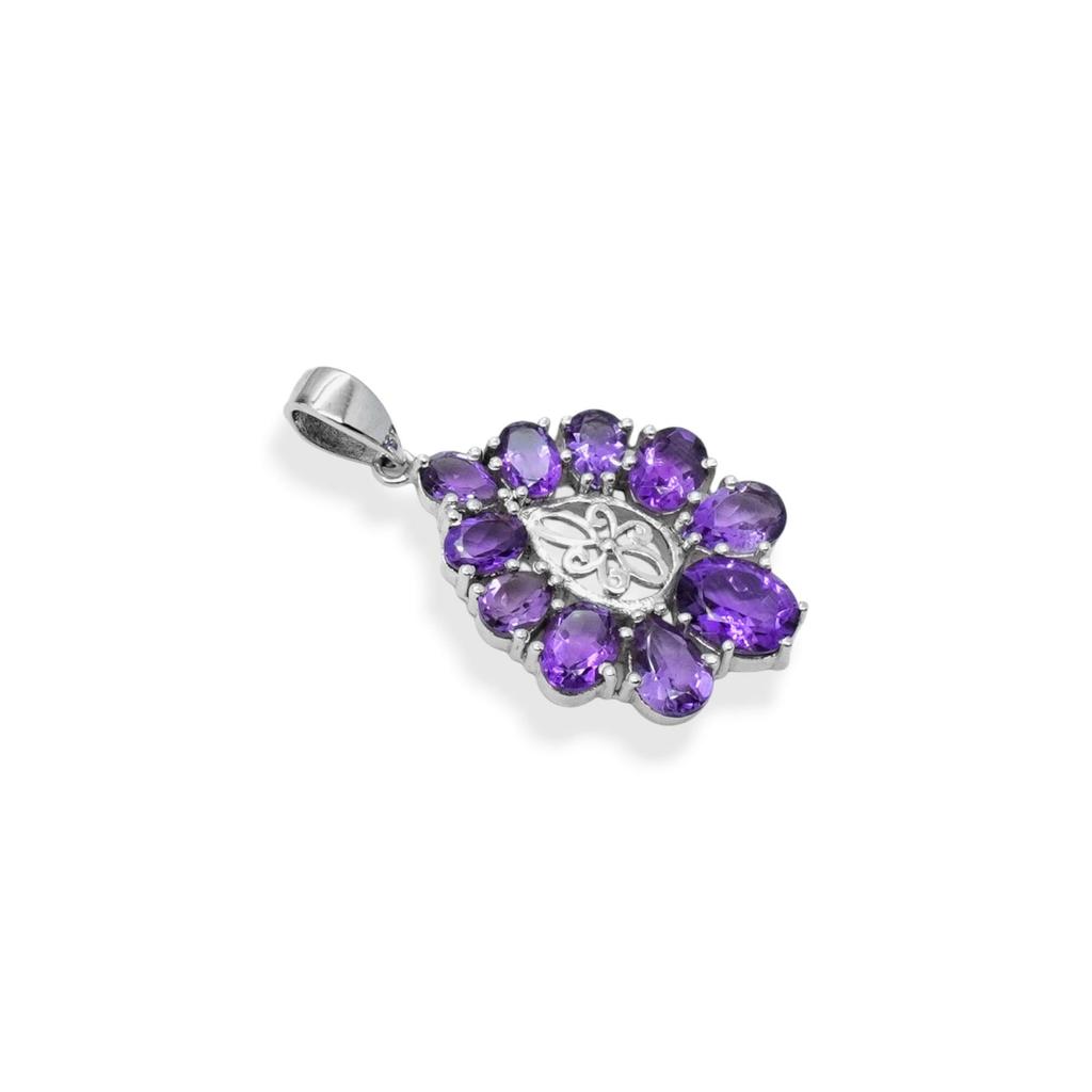 Natural Amethyst 925 Sterling Silver Teardrop Pendant