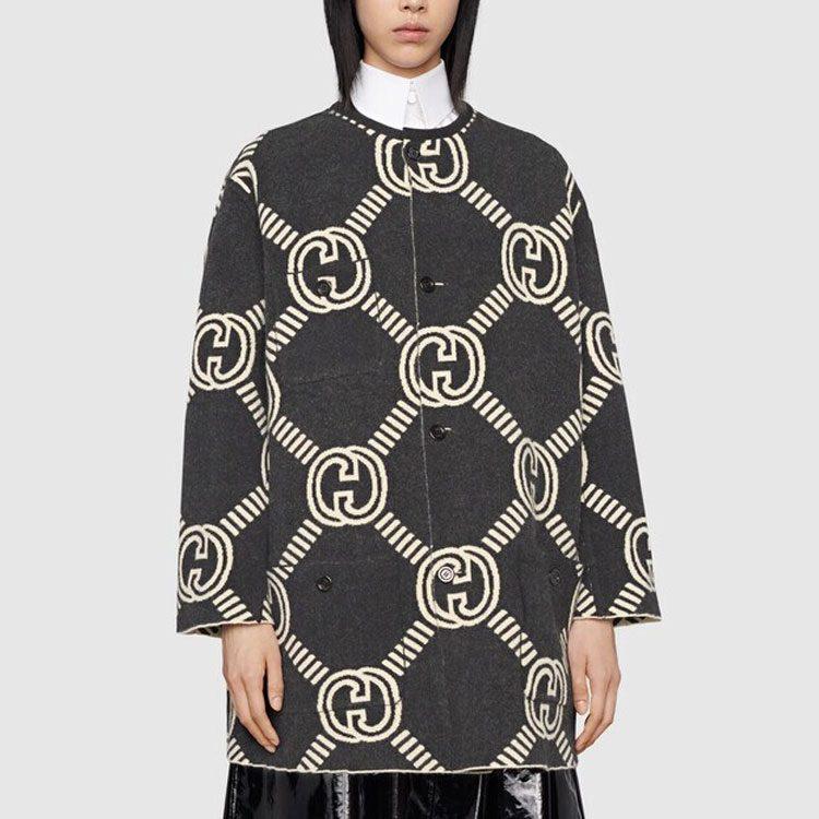 Gucci Женский вязаный кардиган бежевый с круглым вырезом умеренной плотности 678318-XKB5T-9192