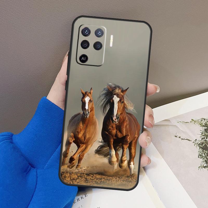 Чехол для телефона с бегущими лошадьми для Oppo A78 A38 A18 A98 A58 A60 A80 A40 A96 A76 A16 A94 A74 A54 A15 A17 A57 A77 A5 Pro