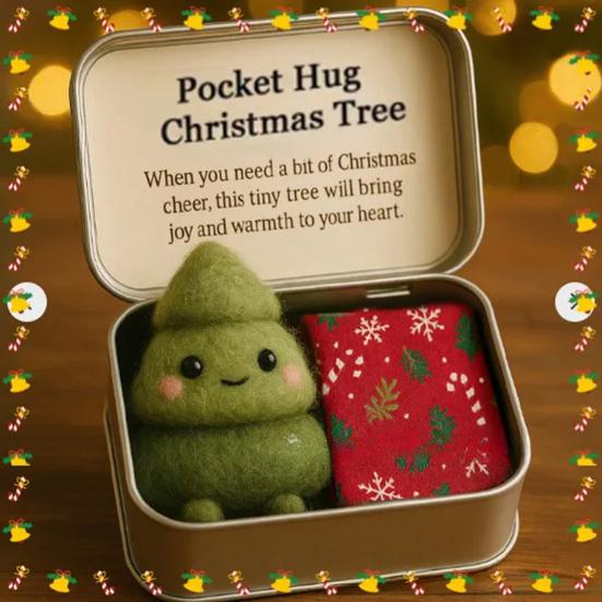 Christmas Pocket Hug Gift Handmade Felt Doll In A Box Little Pocket Hug with Gift Card Thoughtful Gift for Friends Family