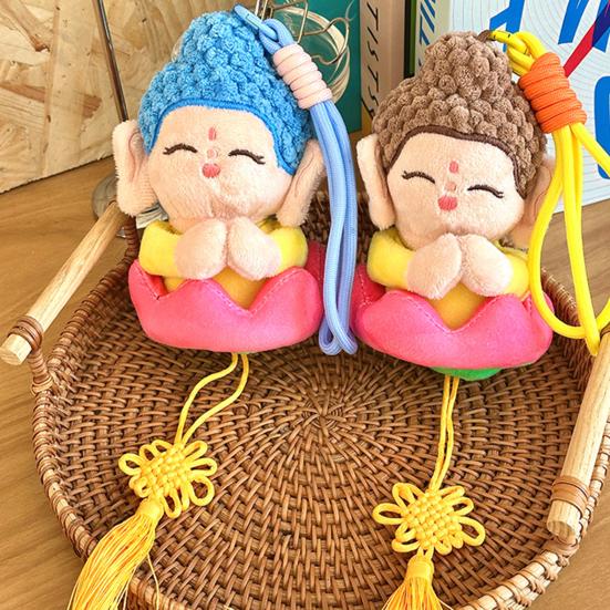 Мультяшный кулон Будды брелок со шнурком плюшевая кукла игрушка мягкий бархат подвесное украшение для сумки