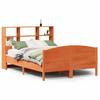 Solid Wood Bed with Shelf Without Mattress Wax Brown 150 x 200 cm