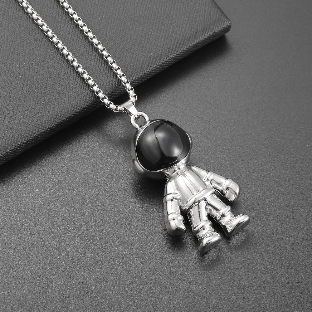 Ожерелье из титановой стали в стиле хип-хоп с мультяшным астронавтом, большое белое, для мужчин и женщин, длинное, с подвеской в виде танцующей куклы