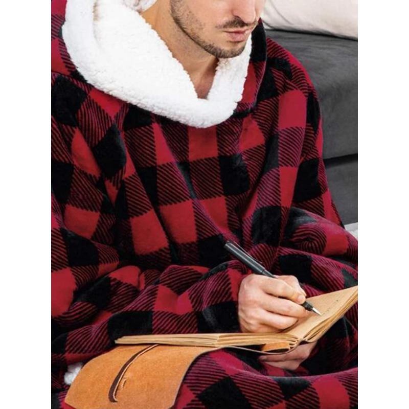 Носимое одеяло с капюшоном, одеяло с длинными рукавами, тепловой джемпер, мягкая толстовка, подарок, плюшевое одеяло с капюшоном для телевизора, зимняя женская и мужская домашняя одежда, толстовки