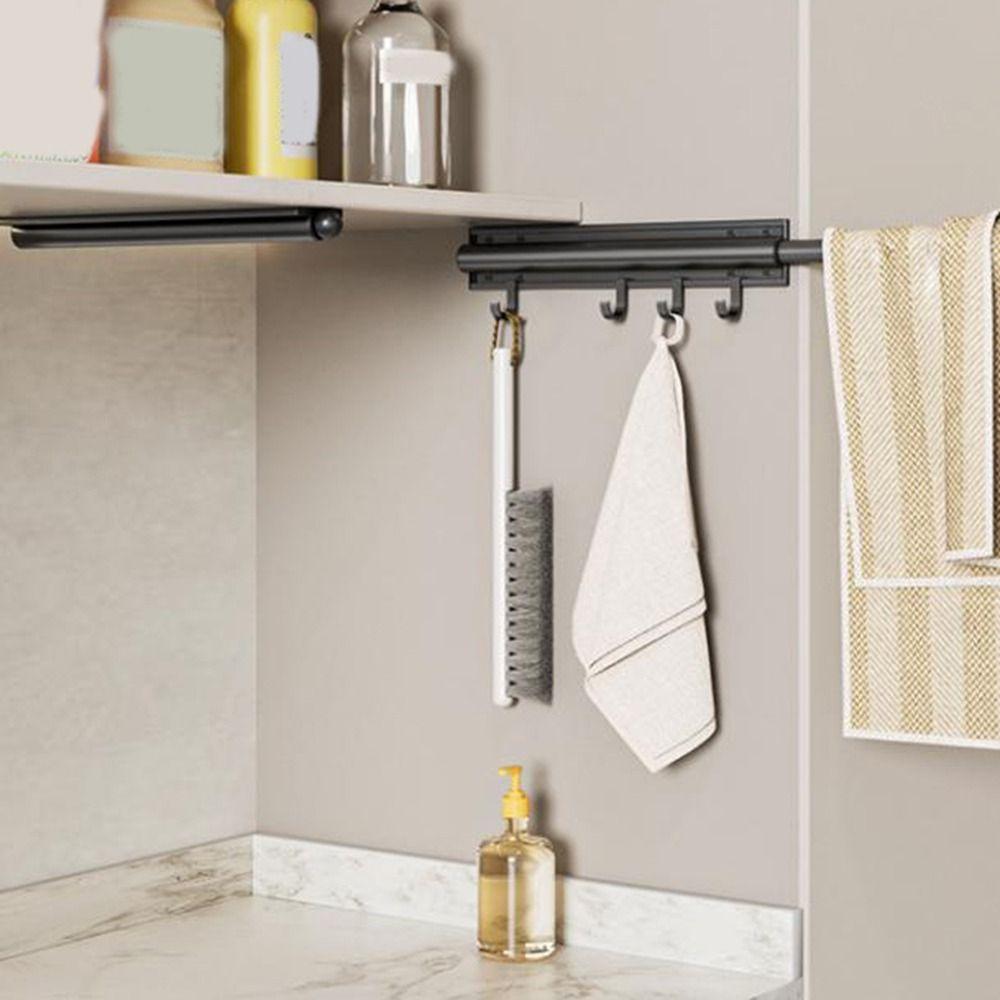 Aluminum Zinc Zinc Alloy Closet Valet Rod Retractable Wardrobe Clothing Rail Hanging Suits