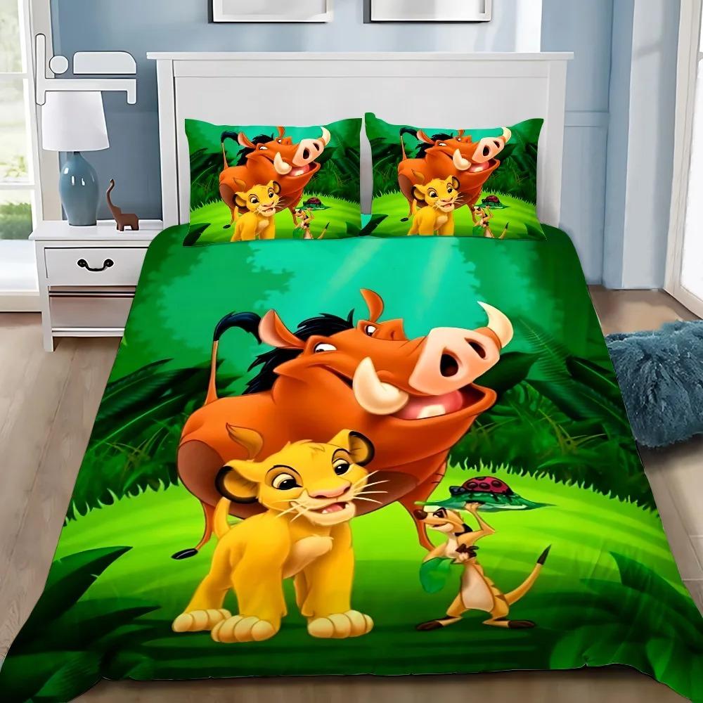 Duvet Cover Pillowcase Bedding Set Simba Lion King Adult Boy Girl Bedroom Decoration Children Gift Single Double Size