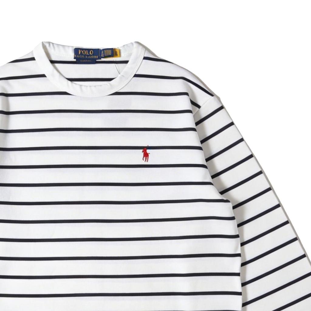 Polo Ralph Lauren Весна-Лето 26 Логотип Вышивка Полоски Круглый Вырез Повседневная Футболка с Длинным Рукавом Классическая Версия Мужские Топы MNPOTSH16820394-100