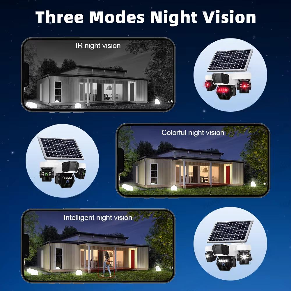 LS VISION 4G Sim-карта 15MP 8K 3 объектива с питанием от солнечной панели Беспроводная PTZ IP-камера O-KAM Pro APP Безопасность Уличная солнечная CCTV-камера