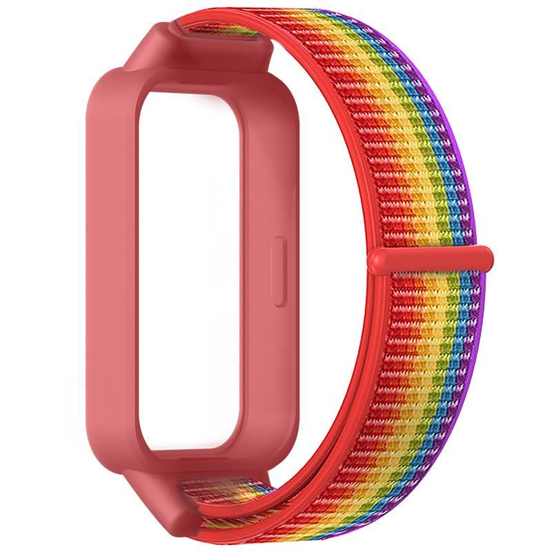 Чехол + Ремешок для Xiaomi Redmi band 3 аксессуары спортивный Нейлоновый браслет correa + Защитный Бампер корпус Чехол для mi band 9 active