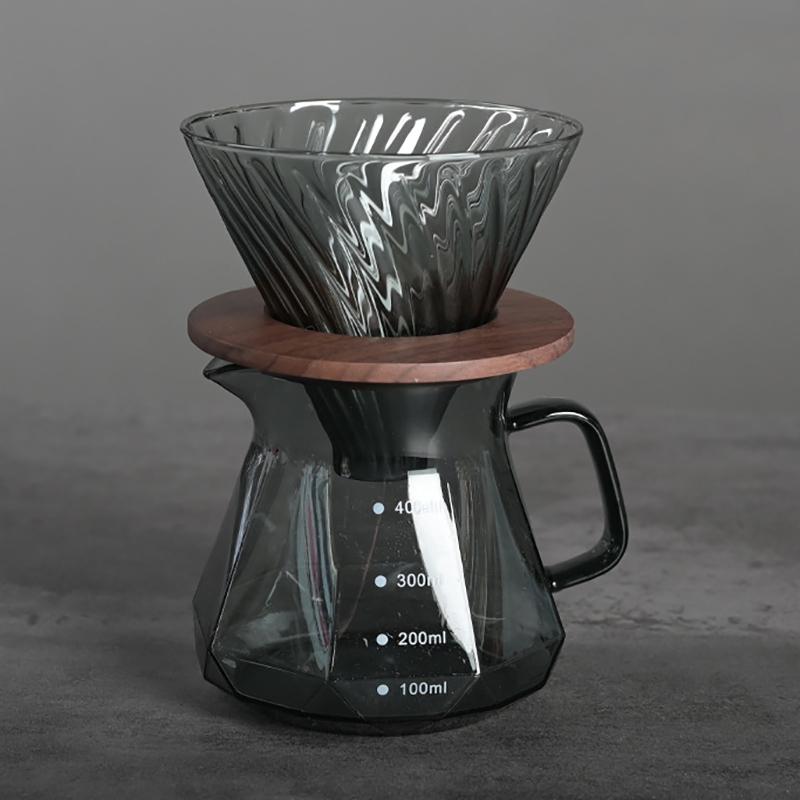 Кофейный сервер Leeseph Clear Glass Range для разлива кофе и чая - 600 мл(20oz) Жаропрочный кофейник с толстым стеклянным корпусом (черный)