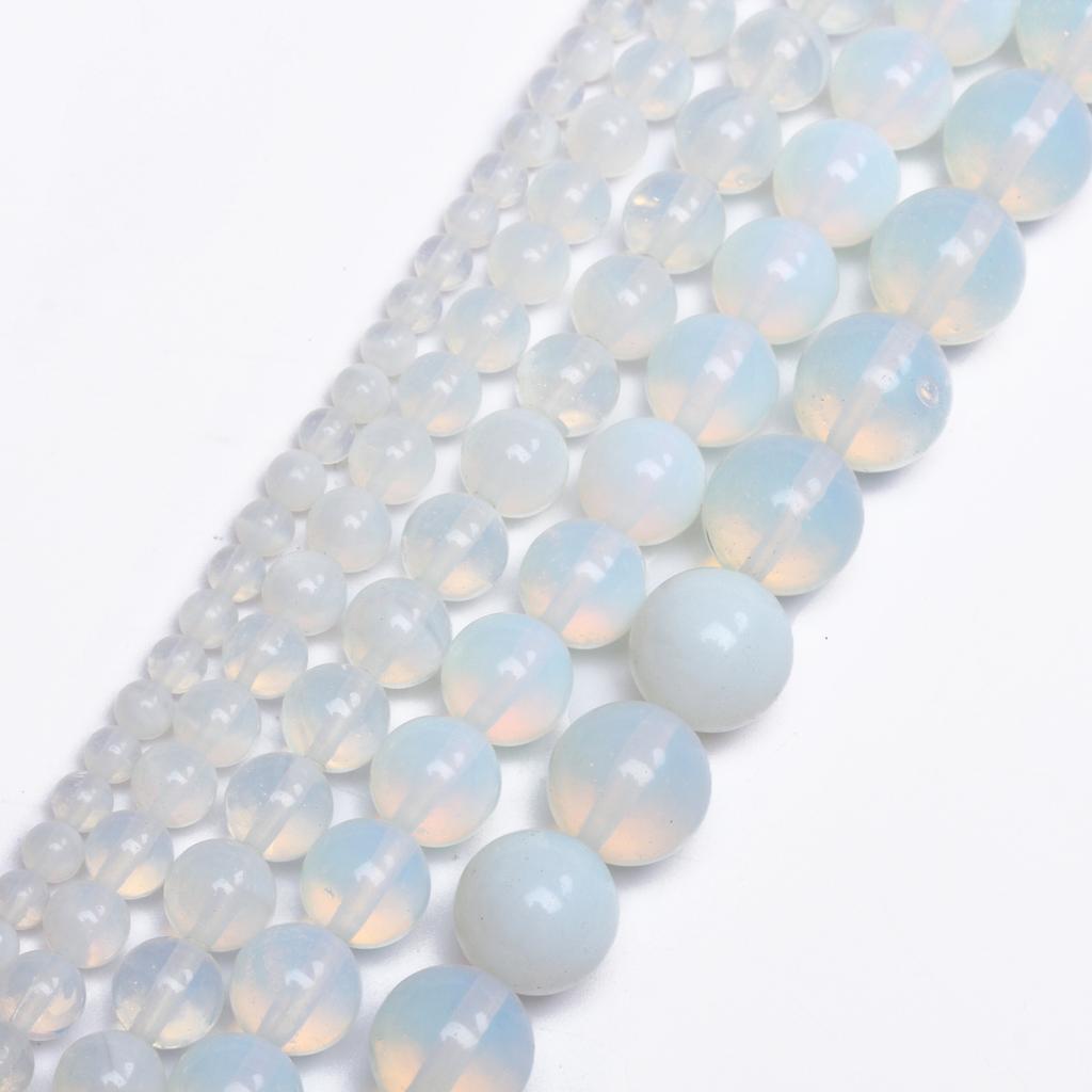 For Necklace Bracelet Natural Jewelry Making 4/6/8/10/12mm Charms DIY Round Opal Stone Spacer Loose Beads  Accessories