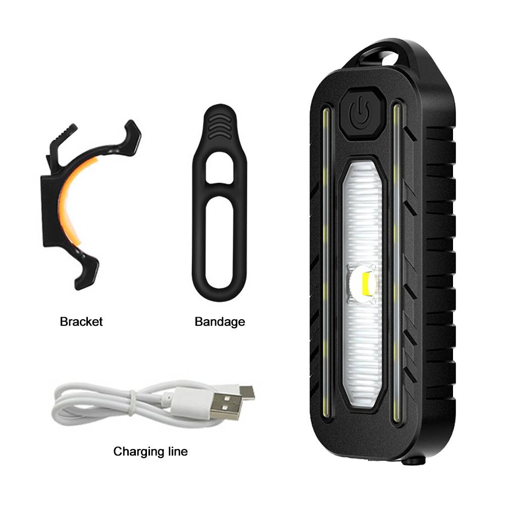 C-type Rechargeable Bicycle Tail Lamp Led Portable Flashlight Waterproof Emergency Torch Flashlamp Cycling Running Riding Hiking