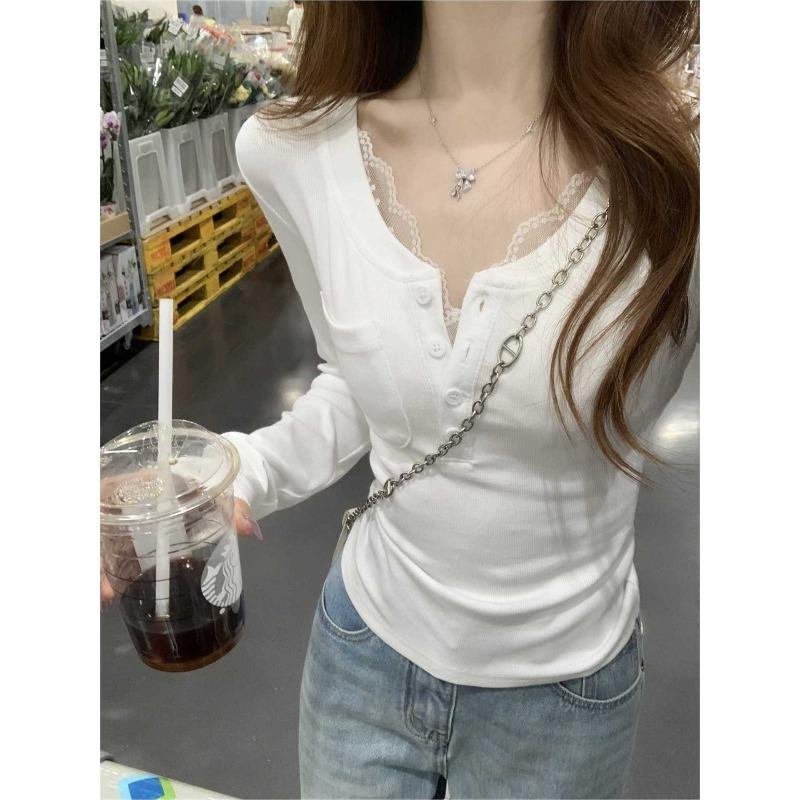 Нежно-голубой топ с полуоткрытым вырезом, открытыми плечами, низом и бретелями, женская весенне-осенняя приталенная милая красотка, рубашка с длинными рукавами и нагрудными подушечками