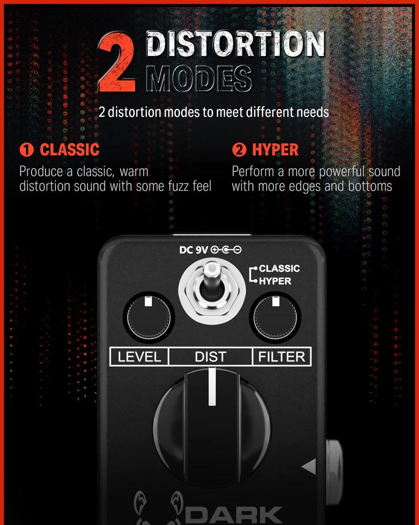 Donner Dark Mouse Distortion Guitar Effect Pedal Analog