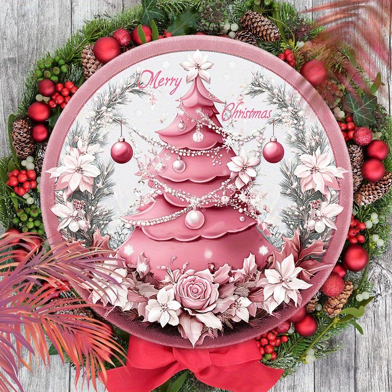 Деревянная розовая рождественская табличка, круглое украшение «Счастливого Рождества» для декора на входную дверь, стену, идеальный рождественский подарок