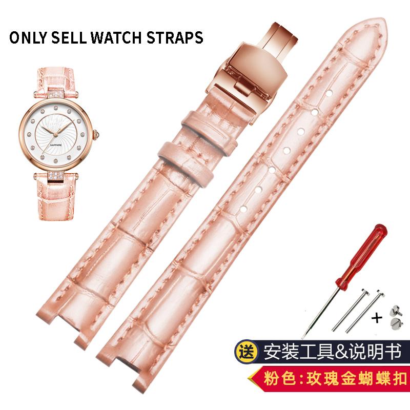 For Rossini 516752 616764 517784 5758G Notch Watch Chain Cowhide Leather Watchband Red Bracelet Men Women 14mm 16mm 18mm Strap