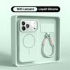 Liquid Silicone Wrist Strap Magnetic Case for iPhone 17 16 15 14 13 12 Pro Max Plus Candy Color Lanyard Shockproof Soft Cover