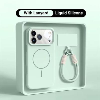 Жидкий силиконовый ремешок на запястье Магнитный чехол для iPhone 17 16 15 14 13 12 Pro Max Plus Конфетный цвет Шнурок Ударопрочная Мягкая накладка