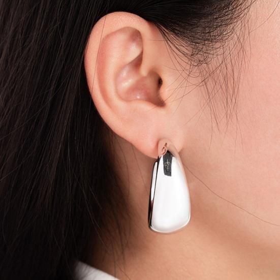 6 пар женских однотонных полированных сережек Huggie, гладких C-образных серег с гальваническим покрытием, украшения для ушей, ювелирные изделия