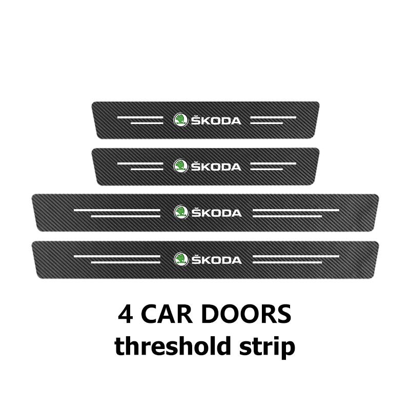 VJDX3 Car Carbon Fiber Door Sill Anti-Scratch Guard Sticker Accessories For Skoda octavia a5 a4 mk1 2 fabia superb rapid mk3 yeti 2006