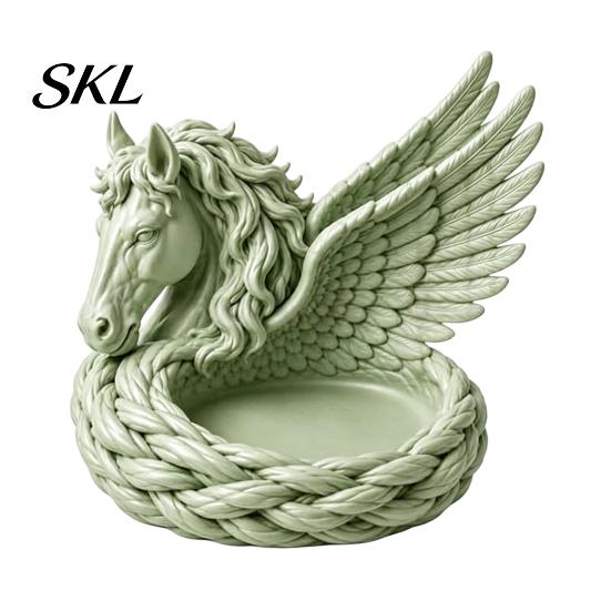 Multifunctional Accessory Holder 3D Printed Pegasus Jewelry Organizer Bowl, Winged Horse Trinket Tray, Elegant Nightstand Tray Sculpture Desktop