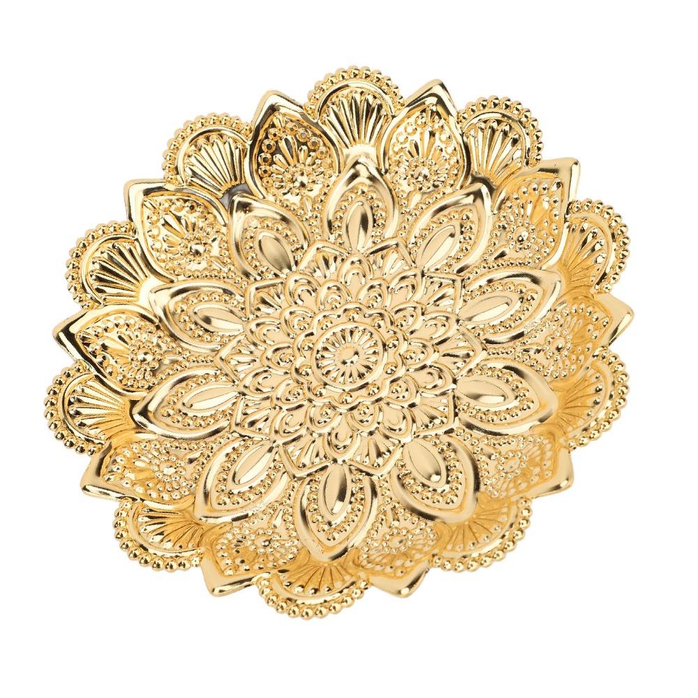 Round Flower Turkish Serving Tray Gold Round Flower Tray For Dessert Plates