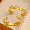 Cross Light Luxury Zircon Open Cuff Bracelet in Titanium Steel with 18K Gold - C-Shaped, High-End, Colorfast Design