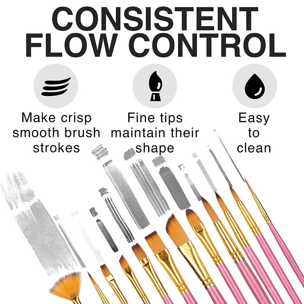 12PCS Nylon Bristle Nylon Paint Brush Set Triple Color Rods Line Detail Brushes Fine Line Drawing