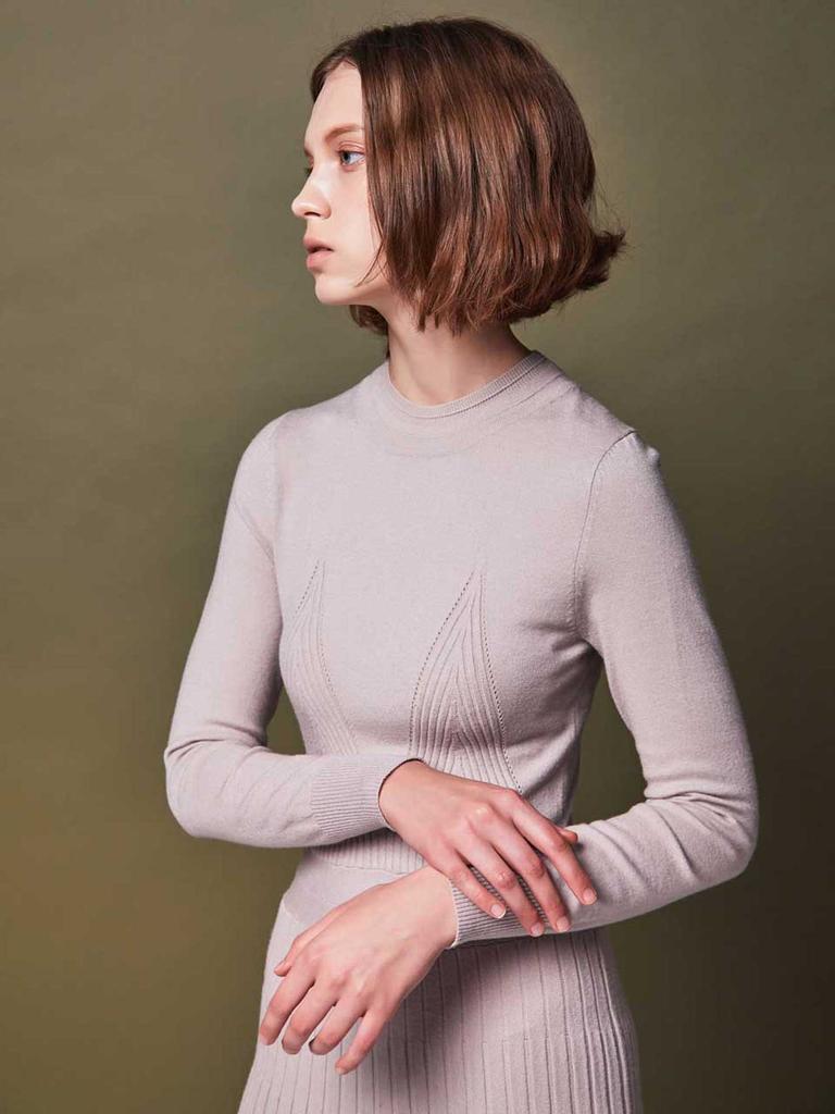 I Holic Cashmere Flared Rib Knit Dress #5Colors